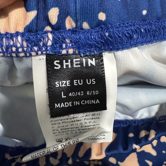 🔵 Blue and Cream Lace Print Knee-Length Skirt Size Large - Picture 8 of 8